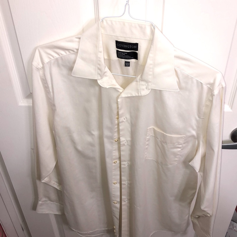 Covington wrinkle free stain free large cream dress shirt 16 16.5- 34-35
